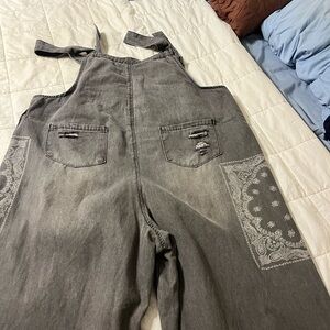 Easel Charcoal Distressed Jumpsuit